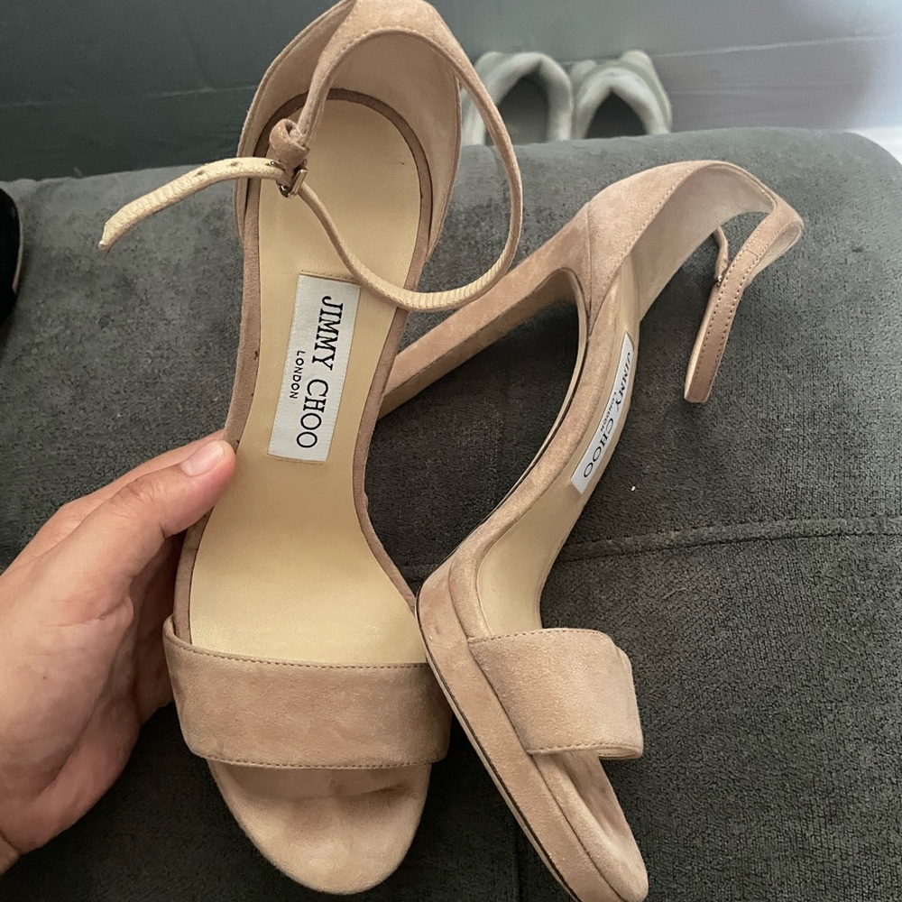 Jimmy Choo Nude Suede Heels